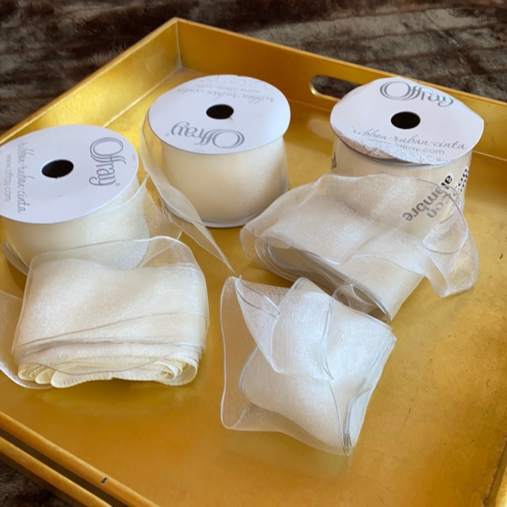 Offray Wedding Bridal‎ Shimmer White Wired Ribbon
